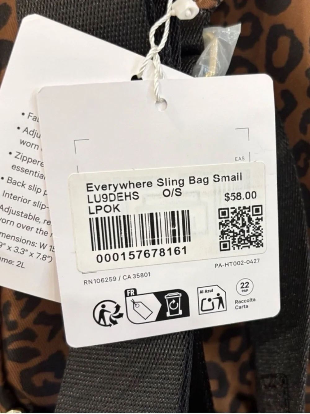 NWT Lululemon Everywhere Sling Bag Small In Leopardo Shift Midi Desert Khaki